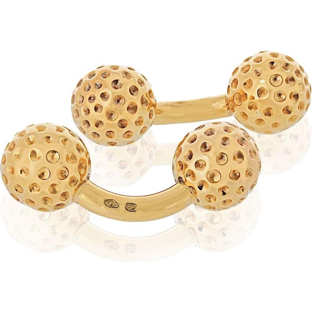 18K Yellow Gold Golf Ball Cuff Links Signed Hermès - Textured Designer Statement in Solid Gold