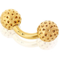 18K Yellow Gold Golf Ball Cuff Links Signed Hermès - Textured Designer Statement in Solid Gold