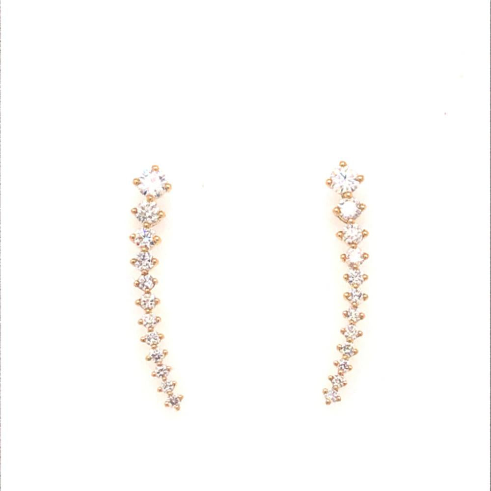 18K Yellow Gold Graduated Drop Earrings with Prong-Set Round Diamonds by Afarin