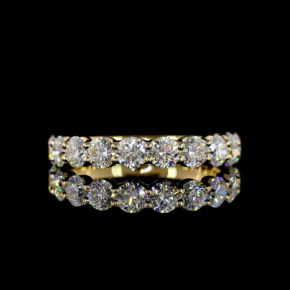 18K Yellow Gold Half Eternity Band with 11 Round Brilliant Cut Lab Diamonds - 1.10 Carat Total Diamond Weight - Covaloro Fine Jewelry