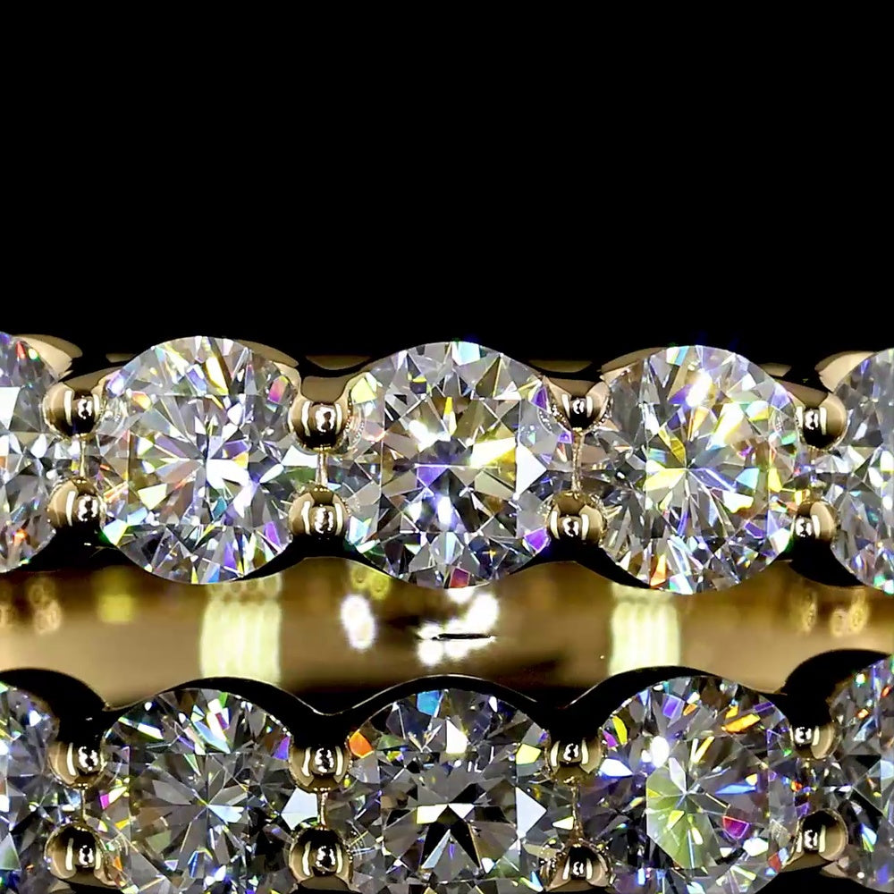 18K Yellow Gold Half Eternity Band with 11 Round Brilliant Cut Lab Diamonds - 1.10 Carat Total Diamond Weight - Covaloro Fine Jewelry