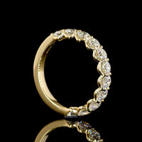 18K Yellow Gold Half Eternity Band with 11 Round Brilliant Cut Lab Diamonds - 1.10 Carat Total Diamond Weight - Covaloro Fine Jewelry