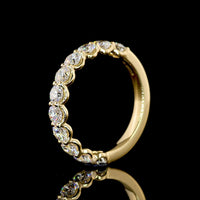 18K Yellow Gold Half Eternity Band with 11 Round Brilliant Cut Lab Diamonds - 1.10 Carat Total Diamond Weight - Covaloro Fine Jewelry