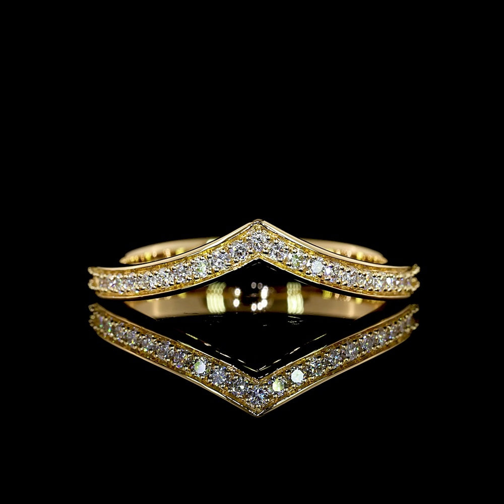 18K Yellow Gold Half Eternity Band with 21 Brilliant Cut Round Lab-Grown Diamonds - 0.16 Carat Total Weight - Covaloro Fine Jewelry