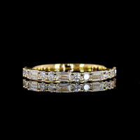 18K Yellow Gold Half Eternity Band with Alternating Baguette and Round Lab Diamonds - 0.77 Carats Total Diamond Weight (E-F Color, VS2 Clarity) - Covaloro Fine Jewelry