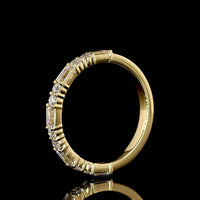 18K Yellow Gold Half Eternity Band with Alternating Baguette and Round Lab Diamonds - 0.77 Carats Total Diamond Weight (E-F Color, VS2 Clarity) - Covaloro Fine Jewelry