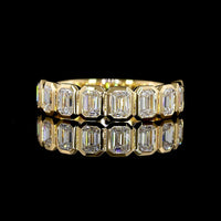 18K Yellow Gold Half Eternity Band with Bezel Set Emerald Cut Lab Diamonds - 1.34 Carat Total Diamond Weight - Covaloro Fine Jewelry