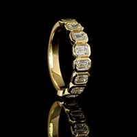 18K Yellow Gold Half Eternity Band with Bezel Set Emerald Cut Lab Diamonds - 1.34 Carat Total Diamond Weight - Covaloro Fine Jewelry