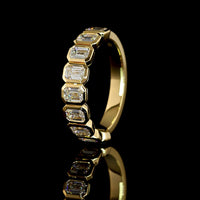 18K Yellow Gold Half Eternity Band with Bezel Set Emerald Cut Lab Diamonds - 1.34 Carat Total Diamond Weight - Covaloro Fine Jewelry