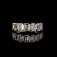 18K Yellow Gold Half Eternity Band with Bezel Set Emerald Cut Lab Diamonds - 2.17 Carat Total Diamond Weight, E-F VS1 - Covaloro Fine Jewelry
