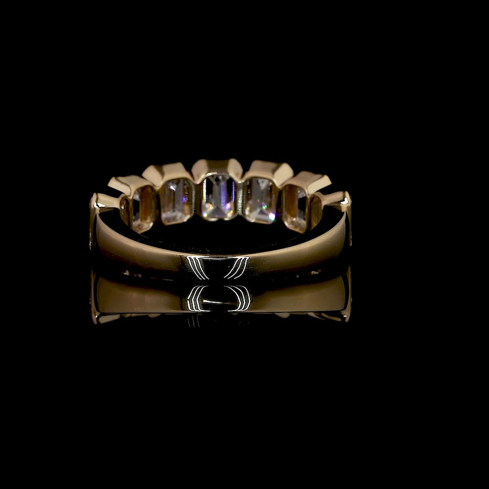18K Yellow Gold Half Eternity Band with Bezel Set Emerald Cut Lab Diamonds - 2.17 Carat Total Diamond Weight, E-F VS1 - Covaloro Fine Jewelry