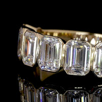18K Yellow Gold Half Eternity Band with Bezel Set Emerald Cut Lab Diamonds - 2.17 Carat Total Diamond Weight, E-F VS1 - Covaloro Fine Jewelry