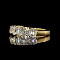 18K Yellow Gold Half Eternity Band with North-South Prong Set Antique Cushion Cut Lab Diamonds - 1.41 Carats Total Diamond Weight - Covaloro Fine Jewelry