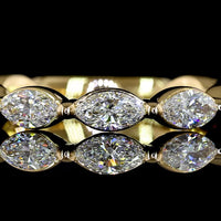 18K Yellow Gold Half Eternity Band with North-South Prong Set Marquise Cut Lab Diamonds - 0.77 Carats Total Diamond Weight - Covaloro Fine Jewelry
