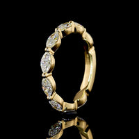 18K Yellow Gold Half Eternity Band with North-South Prong Set Marquise Cut Lab Diamonds - 0.77 Carats Total Diamond Weight - Covaloro Fine Jewelry