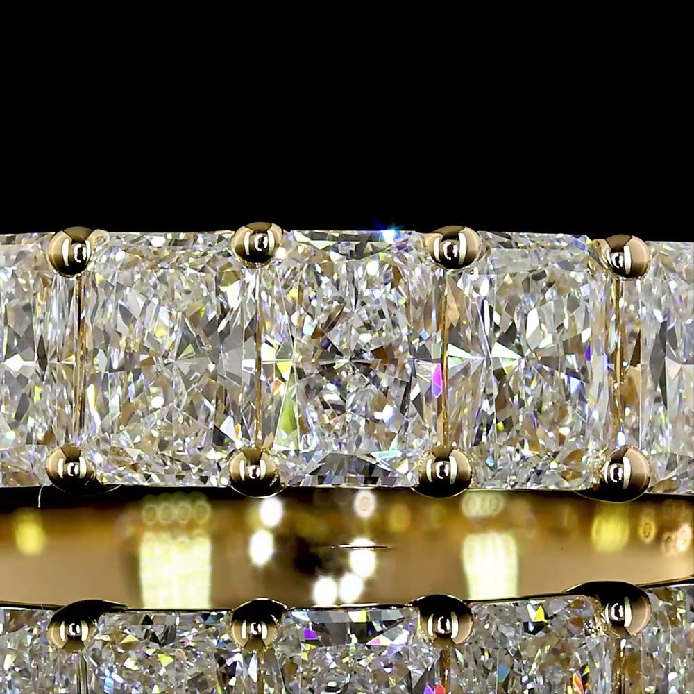 18K Yellow Gold Half Eternity Band with North-South Prong Set Radiant Cut Lab Diamonds - 1.78 Carats Total Diamond Weight - Covaloro Fine Jewelry