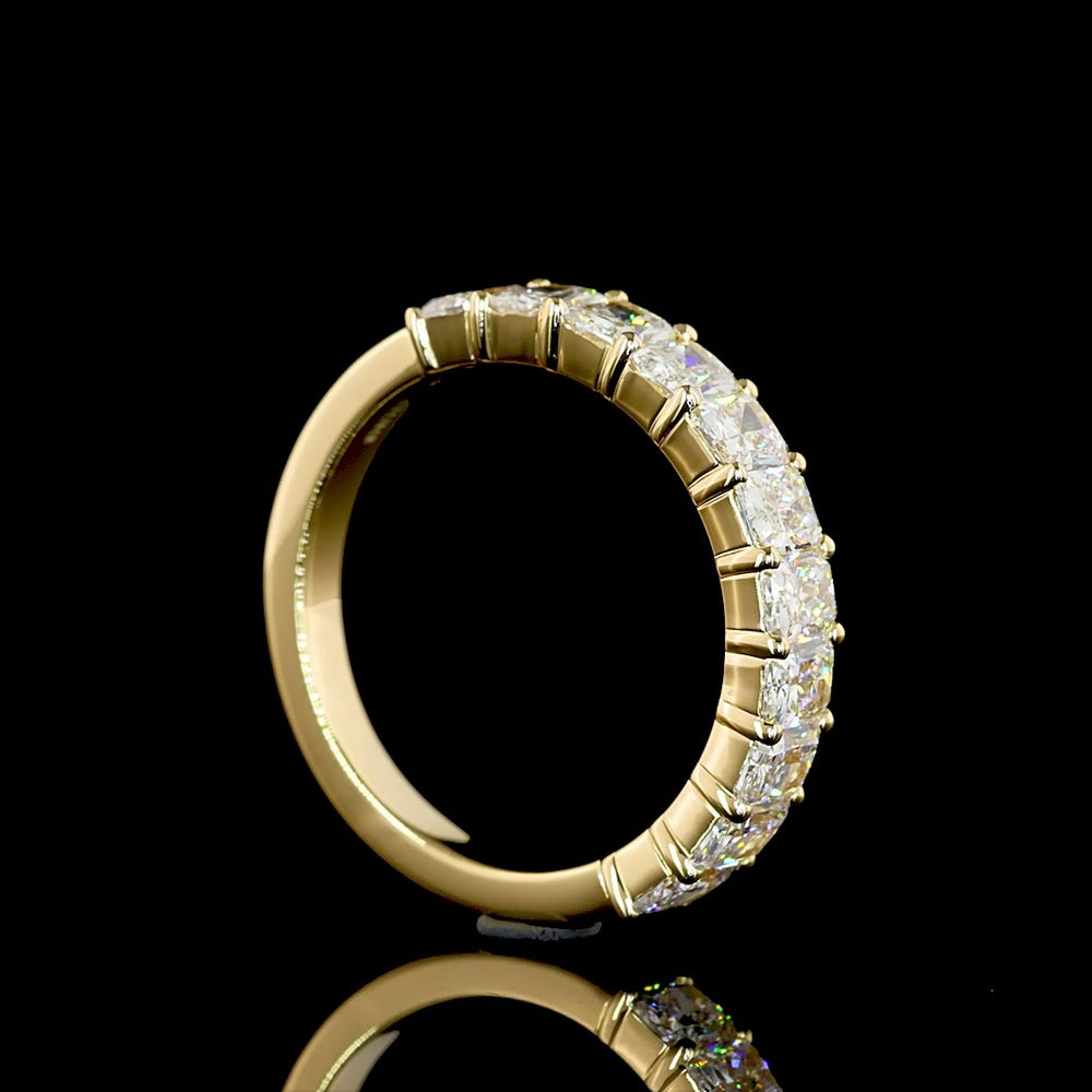 18K Yellow Gold Half Eternity Band with North-South Prong Set Radiant Cut Lab Diamonds - 1.78 Carats Total Diamond Weight - Covaloro Fine Jewelry