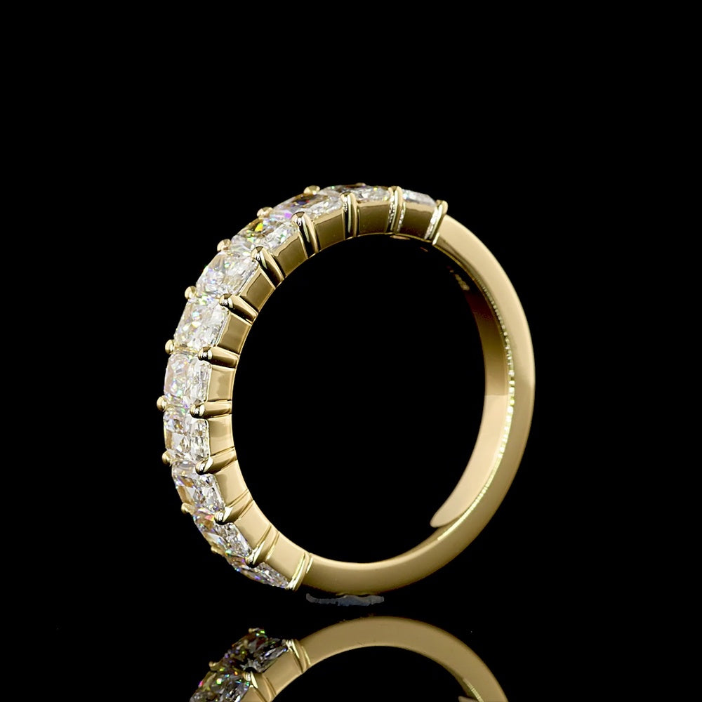 18K Yellow Gold Half Eternity Band with North-South Prong Set Radiant Cut Lab Diamonds - 1.78 Carats Total Diamond Weight - Covaloro Fine Jewelry