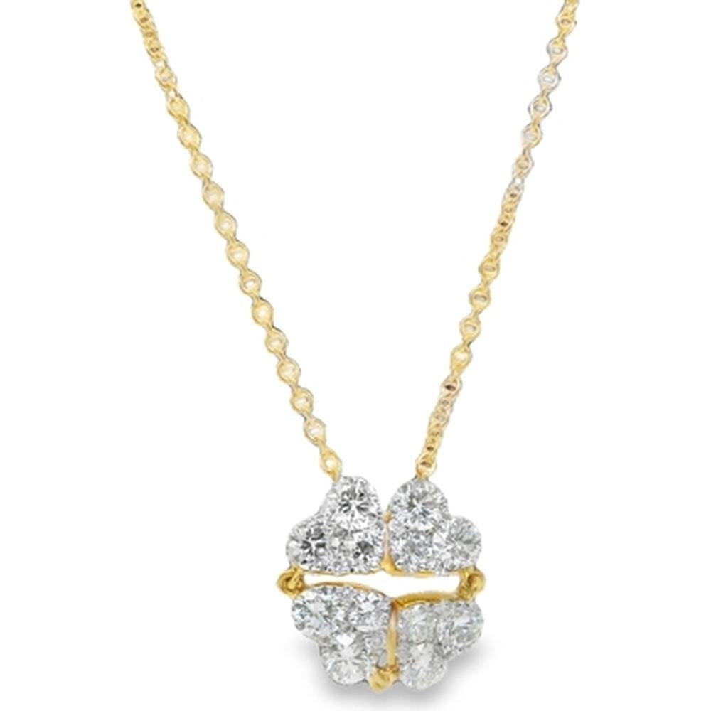 18K Yellow Gold Heart Cluster Diamond Motif Necklace by Afarin