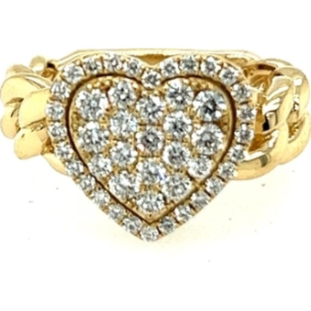 18K Yellow Gold Heart Diamond Statement Ring by Afarin