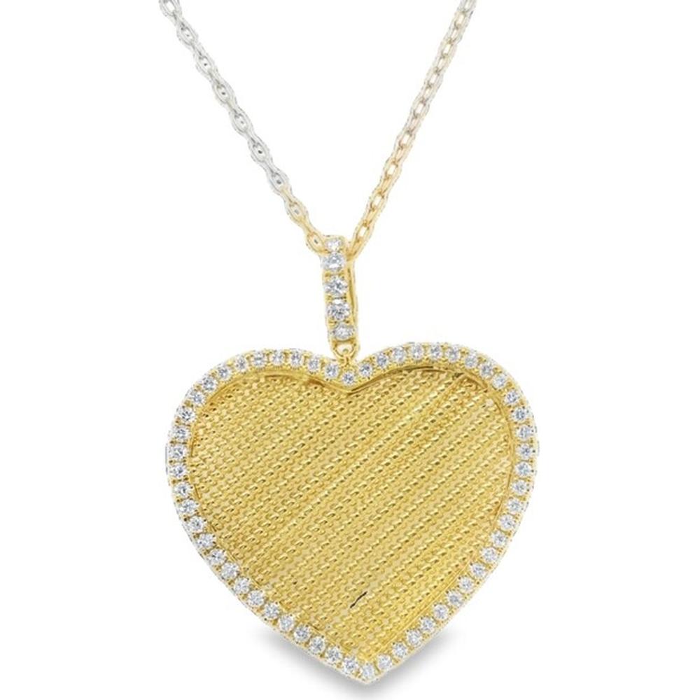 18K Yellow Gold Heart Pendant Necklace with Diamond Halo and Diamond-Set Bail by Afarin