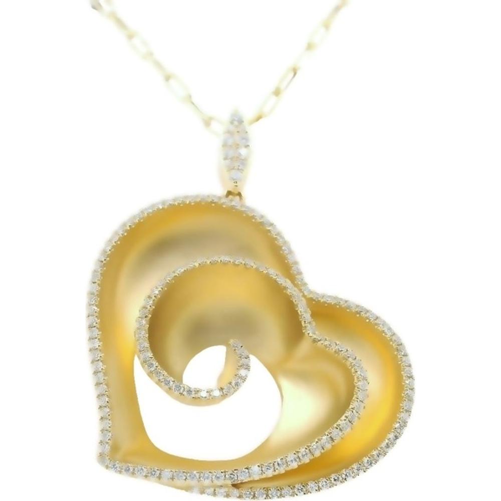 18K Yellow Gold Heart Pendant with Diamond Accents by Afarin