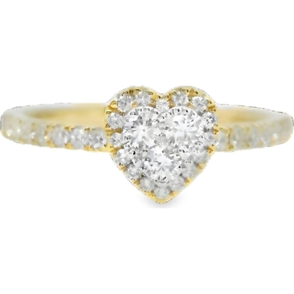 18K Yellow Gold Heart-Shaped Diamond Cluster Ring with Diamond Accents by Afarin