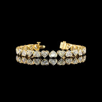 18K Yellow Gold Heart Shaped Diamond Tennis Bracelet with Bezel Set Lab Grown Diamonds - 14.10 Total Carat Weight - Covaloro Fine Jewelry