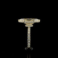 18K Yellow Gold Hidden Halo Marquise Cut Lab Diamond Ring - 4.44 Carat Total Weight with F VVS2 Center Diamond - Covaloro Fine Jewelry
