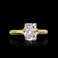 18K Yellow Gold Hidden Halo Ring with 2.10 Carat Radiant Cut Lab Diamond D VVS2 and 0.03 Carat Brilliant Cut Lab Diamonds - GIA Certified - Covaloro Fine Jewelry