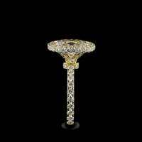 18K Yellow Gold Hidden Halo Ring with 3.11 Carat Cushion Cut Lab Diamond and Pavé Set Round Diamonds - Total 4.62 Carats IGI Certified - Covaloro Fine Jewelry