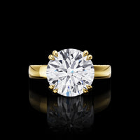 18K Yellow Gold Hidden Halo Ring with 3.44 Carat Round Brilliant Cut Lab Diamond E VVS2 and 0.47 Carat Accent Diamonds - Total 3.91 Carats - Covaloro Fine Jewelry