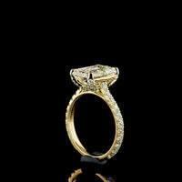 18K Yellow Gold Hidden Halo Ring with 4.00 Carat Emerald Cut Lab Diamond and 0.86 Carat Accent Diamonds - Total 4.86 Carats, IGI Certified - Covaloro Fine Jewelry