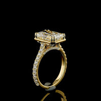 18K Yellow Gold Hidden Halo Ring with 4.02 Carat Radiant Cut Lab Diamond & 0.76 Carat Accent Brilliant Diamonds - 4.78 Carat Total Diamond Weight, IGI Certified E VVS2 - Covaloro Fine Jewelry