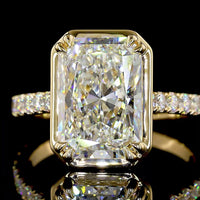 18K Yellow Gold Hidden Halo Ring with 4.02 Carat Radiant Cut Lab Diamond & 0.76 Carat Accent Brilliant Diamonds - 4.78 Carat Total Diamond Weight, IGI Certified E VVS2 - Covaloro Fine Jewelry