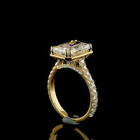 18K Yellow Gold Hidden Halo Ring with 4.02 Carat Radiant Cut Lab Diamond & 0.76 Carat Accent Brilliant Diamonds - 4.78 Carat Total Diamond Weight, IGI Certified E VVS2 - Covaloro Fine Jewelry
