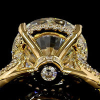 18K Yellow Gold Hidden Halo Ring with 7.02 Carat Round Brilliant Cut Lab Diamond, E VVS2 Clarity, and 1.29 Carats Accent Diamonds - 8.31 Total Carat Weight - Covaloro Fine Jewelry