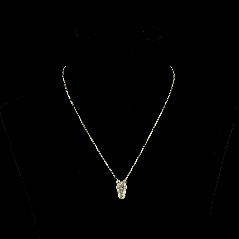 18K Yellow Gold Horse-Shaped Lab Diamond Pendant Necklace - 8.54 Carat Total Diamond Weight, E-F VS2 Clarity Bezel Set - Covaloro Fine Jewelry