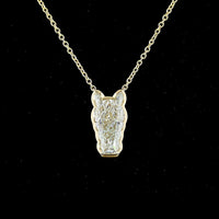 18K Yellow Gold Horse-Shaped Lab Diamond Pendant Necklace - 8.54 Carat Total Diamond Weight, E-F VS2 Clarity Bezel Set - Covaloro Fine Jewelry