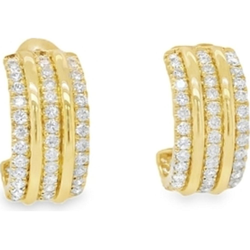 18K Yellow Gold Huggie Earrings with Diamond Rows by Afarin