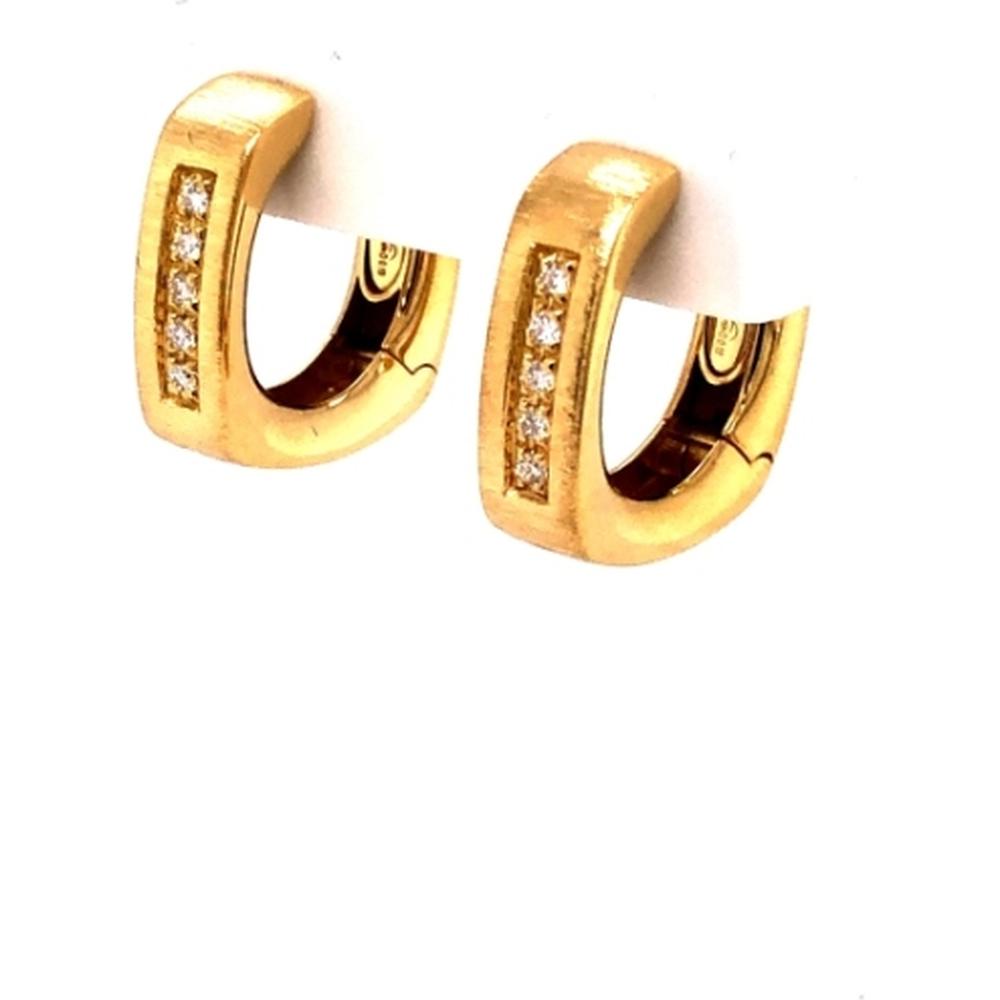 18K Yellow Gold Huggie Earrings with Front-Set Diamonds by Afarin