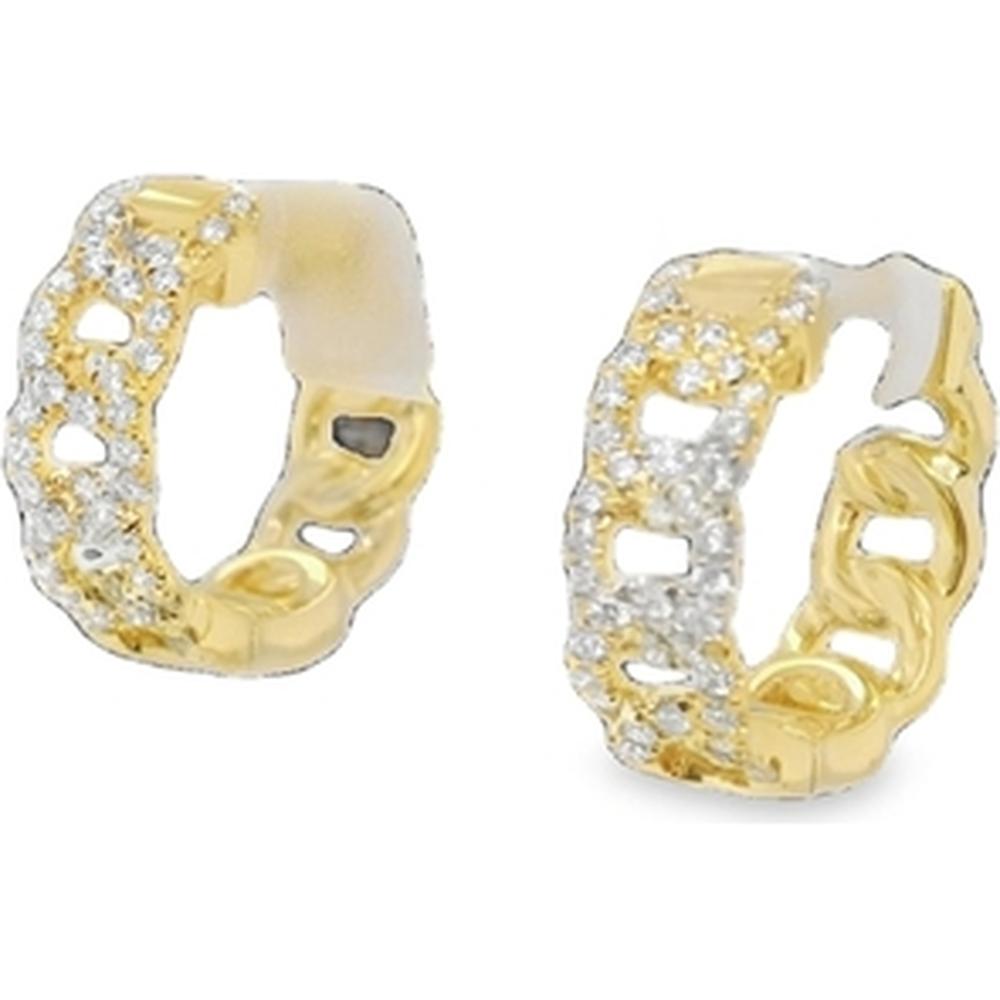 18K Yellow Gold Huggie Earrings with Pavé Set Diamonds by Afarin