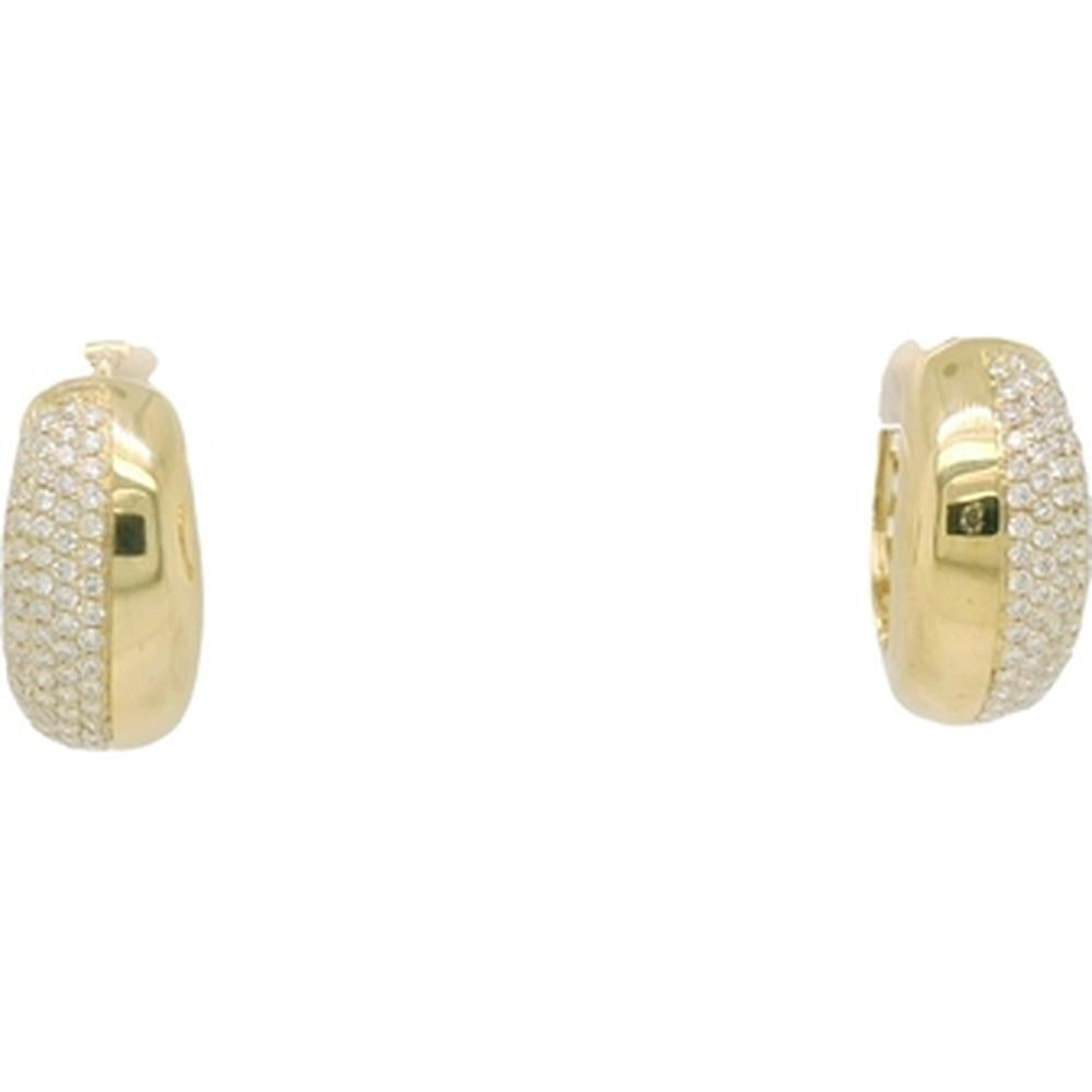 18K Yellow Gold Huggie Earrings with Pavé Set Diamonds by Afarin