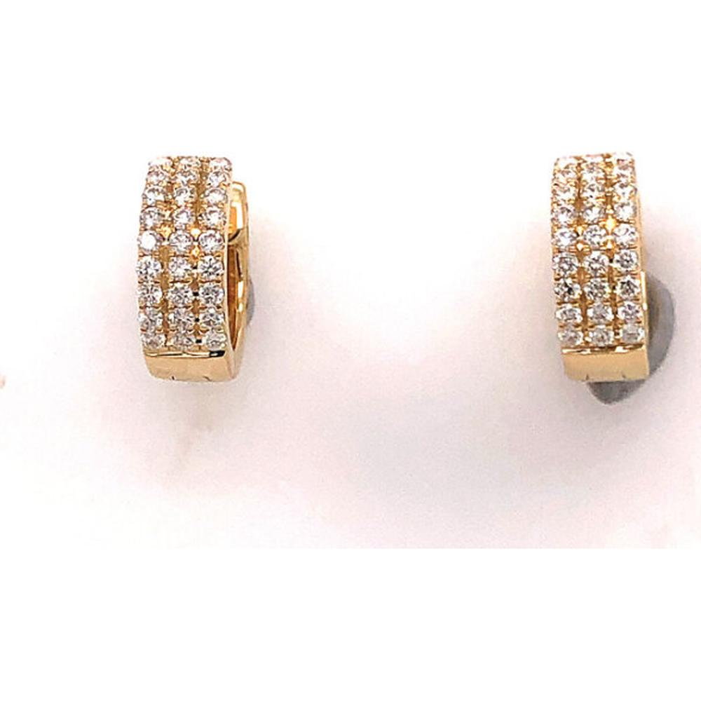 18K Yellow Gold Huggie Earrings with Pavé Set Round Diamonds by Afarin