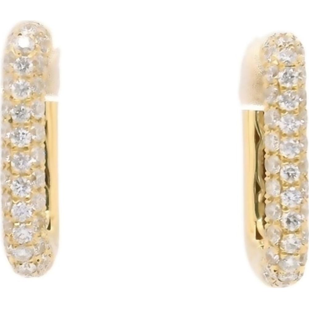18K Yellow Gold Huggie Earrings with Pavé Set Round Diamonds by Afarin