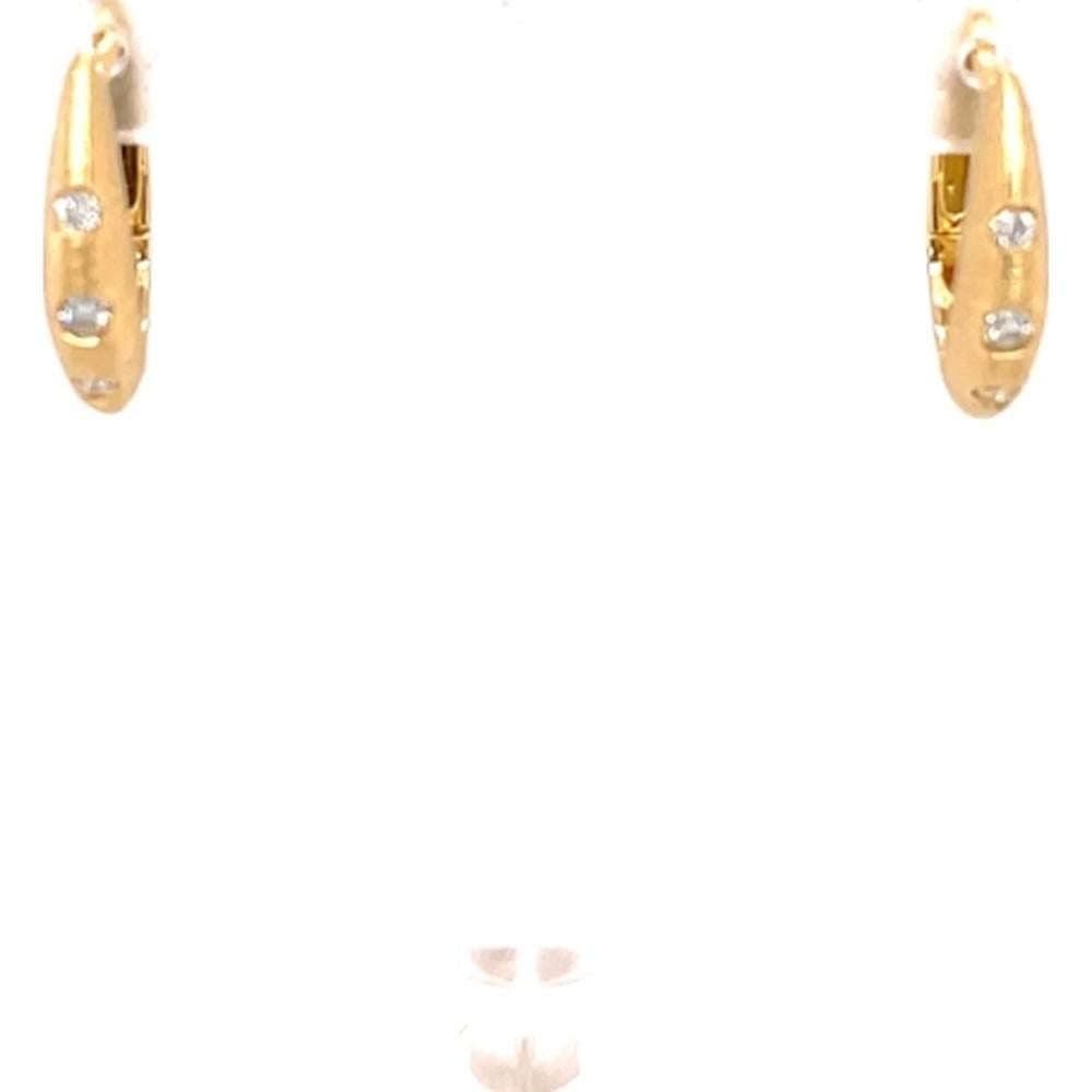 18K Yellow Gold Huggie Earrings with Round Diamonds by Afarin