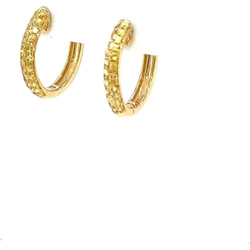 18K Yellow Gold Huggie Earrings with Yellow Sapphires by Afarin