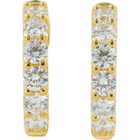 18K Yellow Gold Huggie Hoop Earrings with Prong-Set Round Lab Grown Diamonds - 1.80 Carat Total Diamond Weight