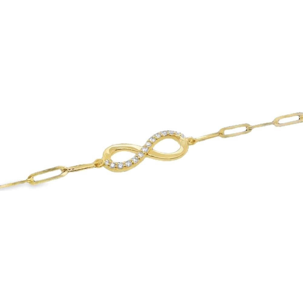 18K Yellow Gold Infinity Motif Bracelet with Round Diamonds by Afarin
