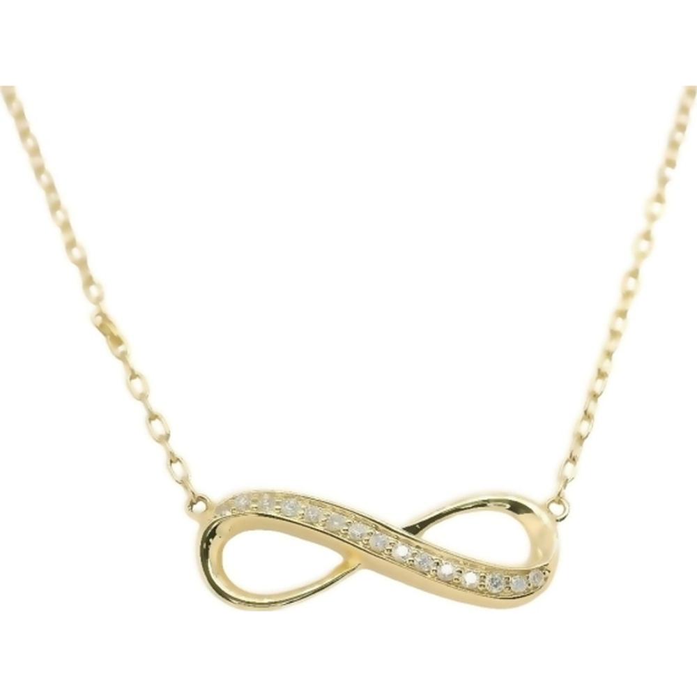 18K Yellow Gold Infinity Necklace with Diamond Accents by Afarin